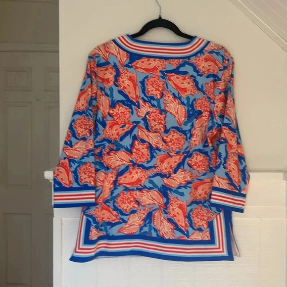 Jean-Pierre Klifa Paris 3/4 Sleeve Colorful Pattern Blouse size Medium - Picture 8 of 10